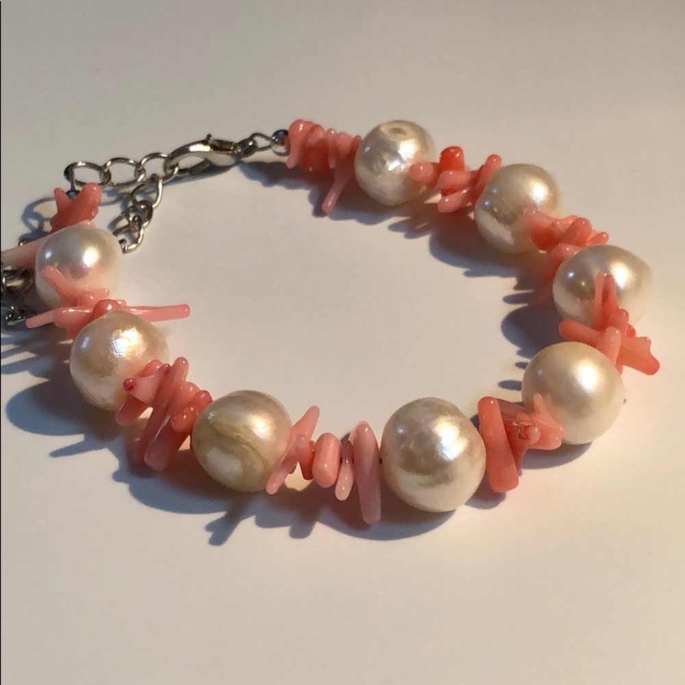 SOLD Cultured Pearl
& Bamboo coral Bracelet 💕 - Picture 1 of 8
